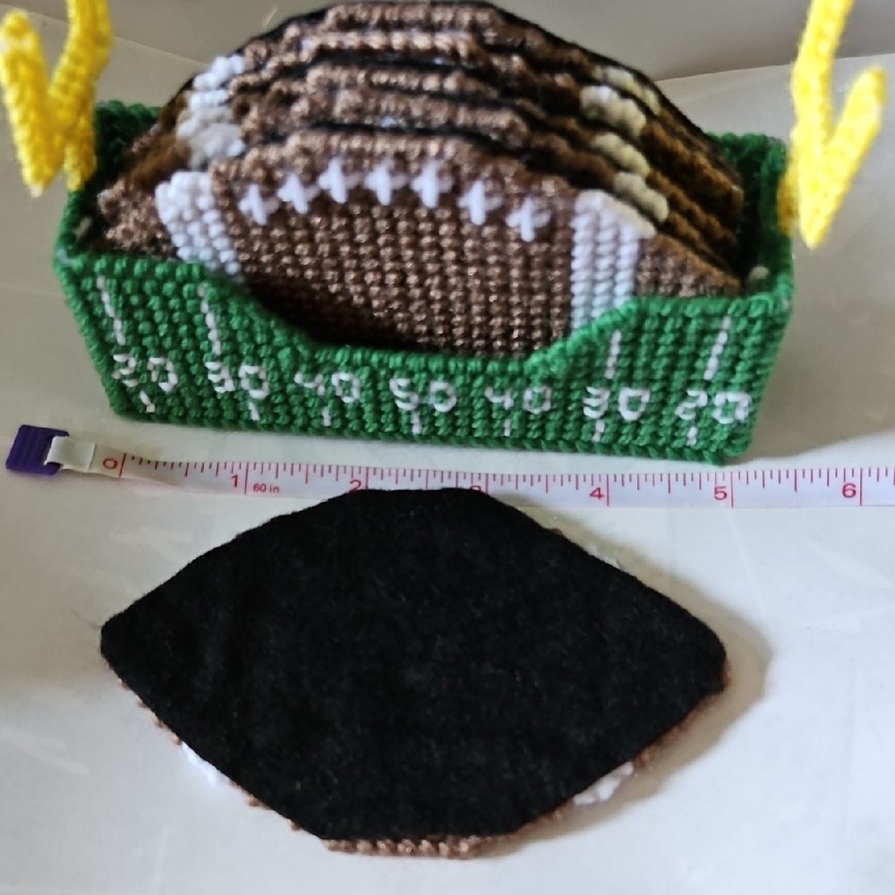 Handcrafted Football Coaster Set - Picture 3 of 6